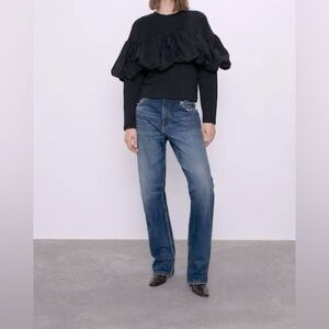 ZARA Women’s Size S Black Ruffle Sweater